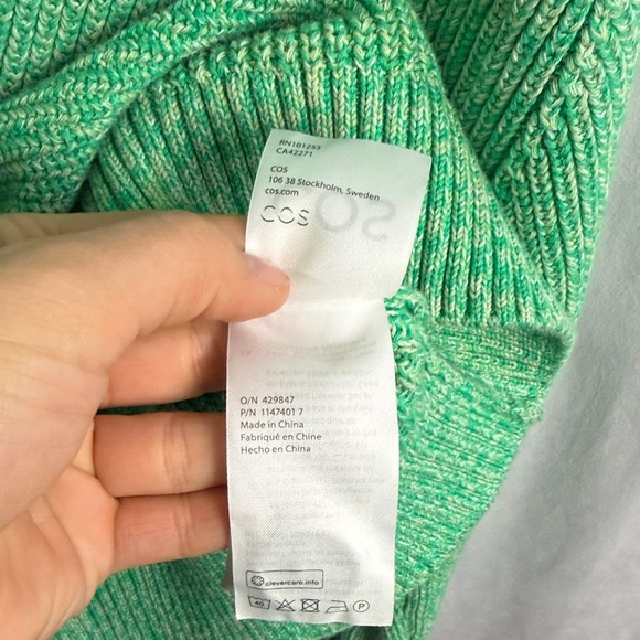 COS Mint Green Ribbed Button-Up Cardigan – Size Medium - Picture 7 of 9